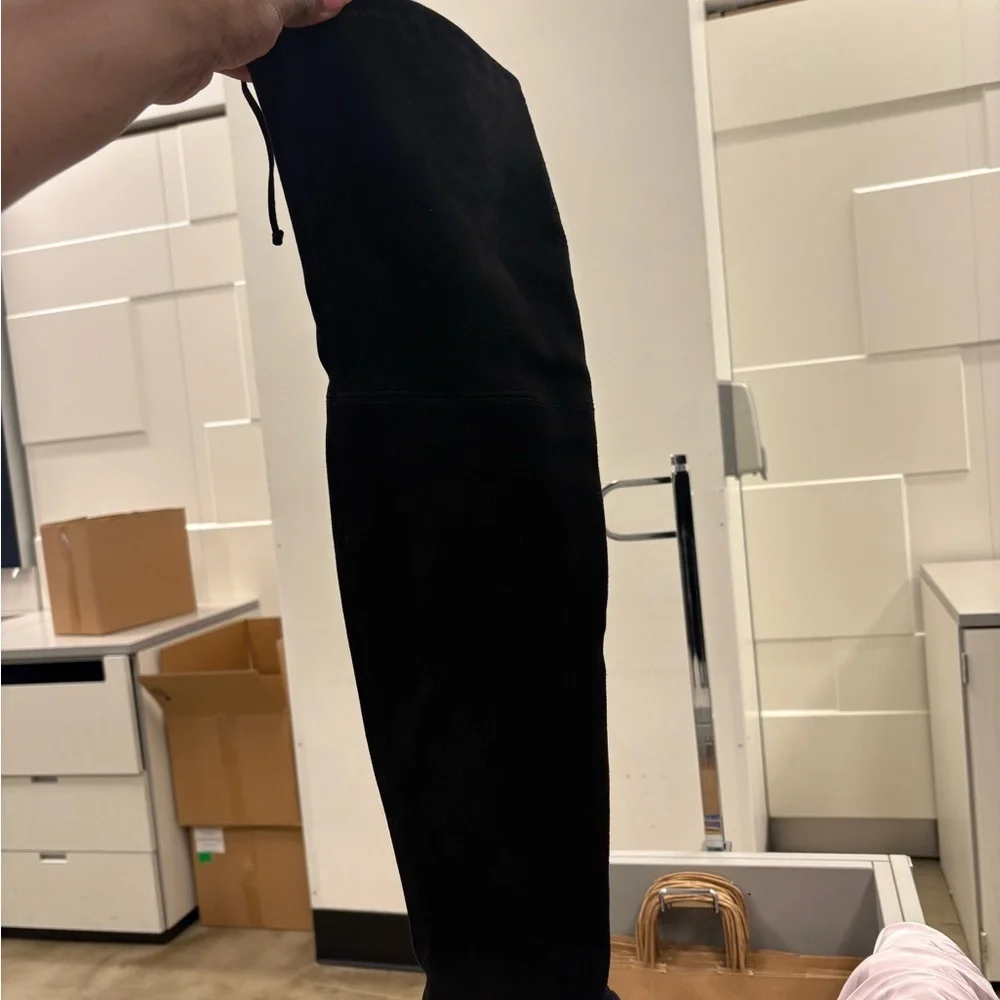 Stuart Weitzman Black Over-The-Knee Boots — Sleek Stretch Suede 9.5